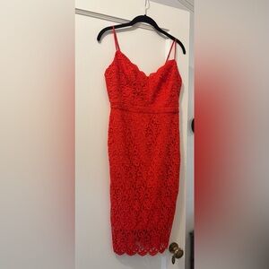 Elegant Orange Lace Dress